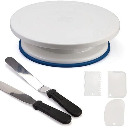 211177 - YUNXIASW Stand Torte Rrotulluese, 28x7cm, me 2 Spatula të Kënduara dhe 3 Kruajtëse, Për Pjekje, Brumëra, Glazurë dhe Dekorim