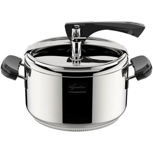 160575 - LAGOSTINA La Classica Lagofusion - Tenxhere me Presion Ø 22cm, kapacitet 5L, shto të tjera: shportë, libër recetash dhe Ecodose, doreza prej bakeliti, valvulë për peshe dhe fund Lagofusion