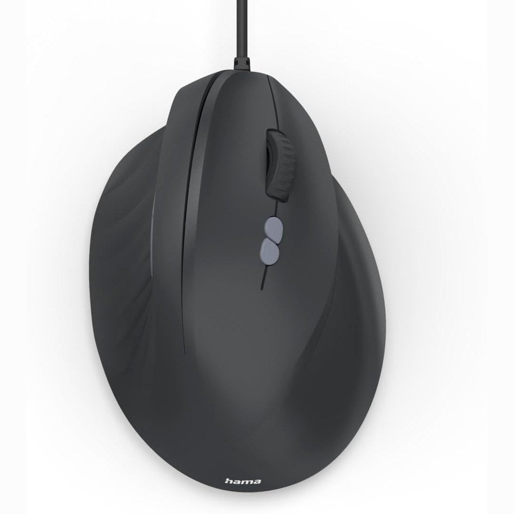276889 - HAMA Maus Vertikal Optik Pa Zhurmë Klikimi, 7 Butona, Ergonomik për Dorën e Djathtë, 1000/1400/1800 DPI, Kabllo 1.8 m, i Zi