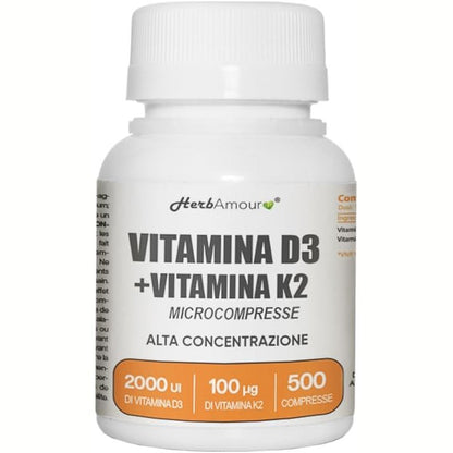 297764 - Vitaminë D3 K2, 500 Mikro-Tableta, Dozë e Lartë 50 μg (2,000 IU) + Vitaminë K2 100 μg, Furnizim për 1 Vit dhe 4 Muaj, Pa Gluten, Pa Laktozë, Pa Sheqer dhe Pa Sojë
