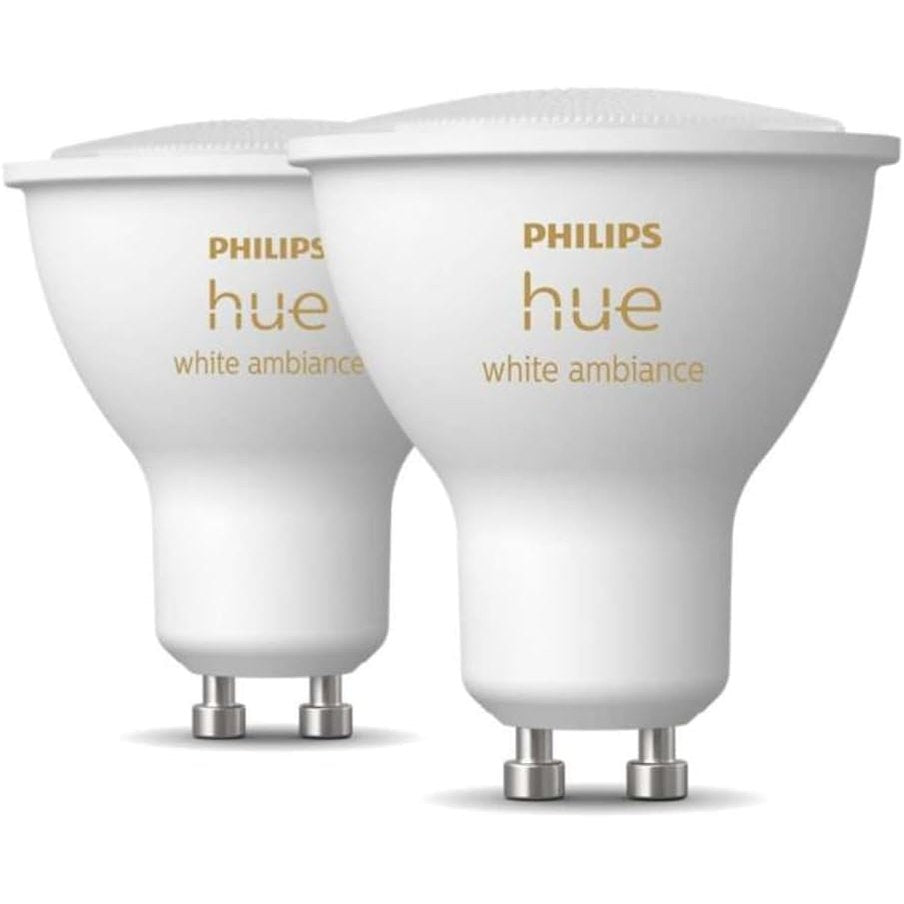 204563 - PHILIPS Hue - Spotet LED GU10 White Ambiance, paketë me 2 llamba LED (350 lm), errësim i përshtatshëm, kontroll inteligjent me zë dhe aplikacion