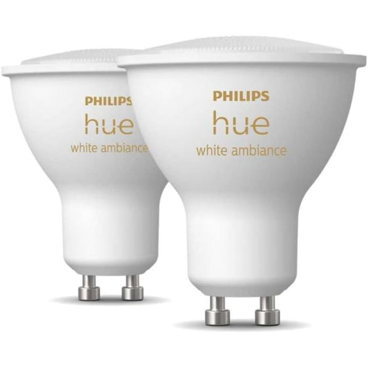 204563 - PHILIPS Hue - Spotet LED GU10 White Ambiance, paketë me 2 llamba LED (350 lm), errësim i përshtatshëm, kontroll inteligjent me zë dhe aplikacion