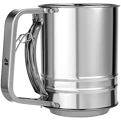 264013 - BAKER & DELICIOUS – Sitë mielli prej çeliku inox, Sitë për sheqer pluhur, me dorezë, për pluhur bajamesh, sheqer pluhur kakaoje, pluhur kanelle