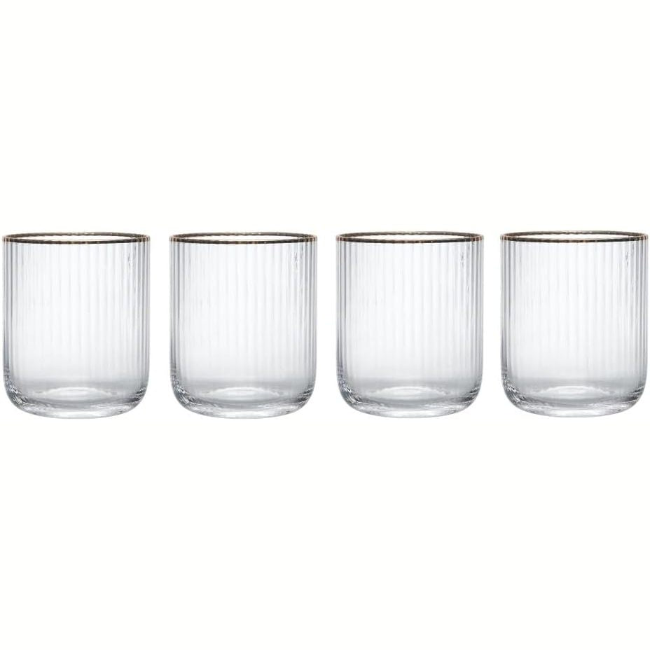 218797 - MIKASA Gota kristali Sorrento me buzë ari, 380 ml, set me 4, pa plumb, transparente
