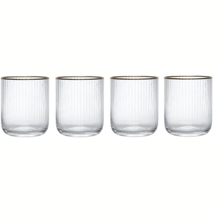 218797 - MIKASA Gota kristali Sorrento me buzë ari, 380 ml, set me 4, pa plumb, transparente