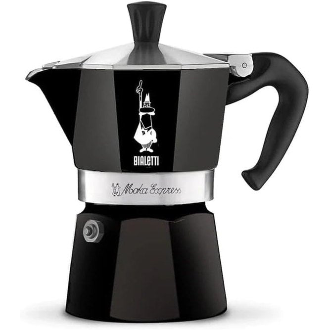245621 - BIALETTI - Moka Color: Makinë ekspreso ikonike në sobë, bën kafe autentike italiane, enë Moka me 6 gota (270 ml), alumini, e zezë