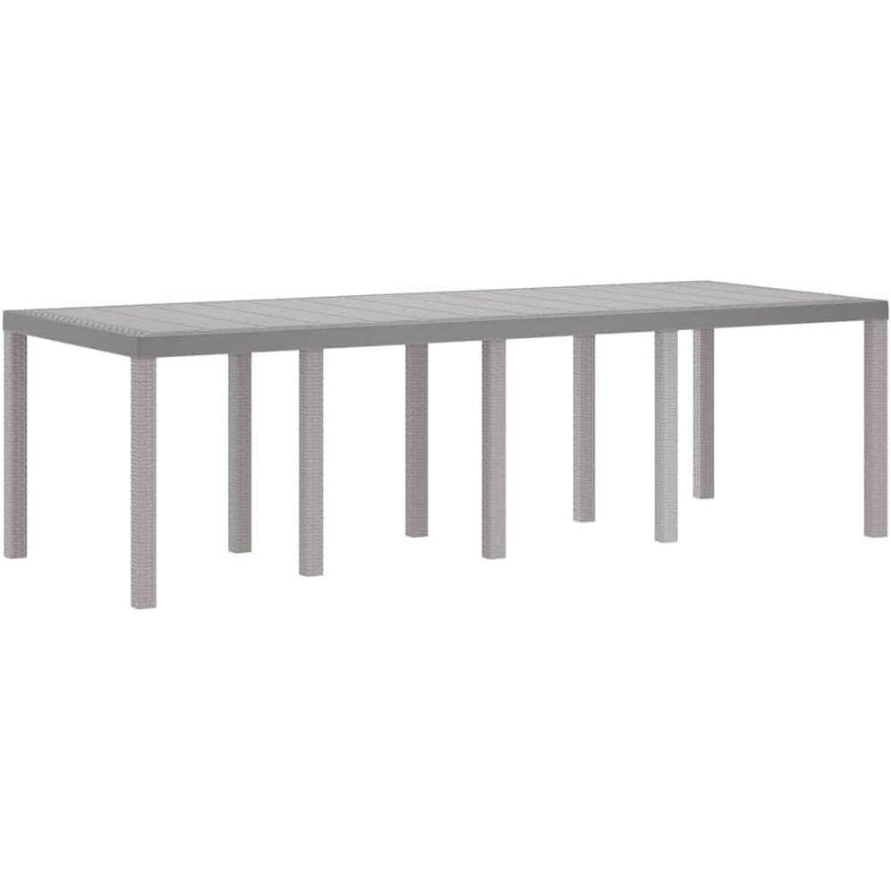 265579 - vidaXL Tavolinë Kopshti Gri e Çelët 250 x 100 x 73 cm Prerje Ratani Poliester