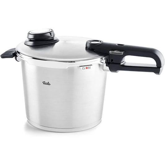 175012 - FISSLER Tenxhere me Presion Vitavit Premium prej Çeliku Inox, 6L, Ø 22 cm me 4 Nivele Gatimi dhe Futës, e përshtatshme për Induksion - e Prodhuar në Gjermani