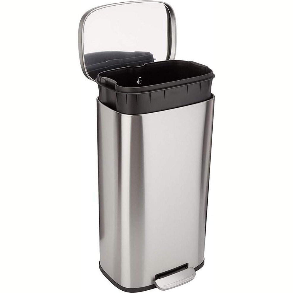 187218 - AMAZON BASICS Koshi i Plehrave Drejtkëndor me Mbyllje të Butë, Kapacitet 30 L (7.9 Gallon), Materiali Nikel Saten