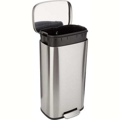 187218 - AMAZON BASICS Koshi i Plehrave Drejtkëndor me Mbyllje të Butë, Kapacitet 30 L (7.9 Gallon), Materiali Nikel Saten