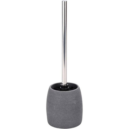 219051 - WENKO, Set WC model Goa, mbajtëse furçash tualeti nga gur artificial i rëndë (polirezinë), përfshin furçë tualeti me kokë të zëvendësueshme, Ø 11.8 cm x 38.5 cm, gri