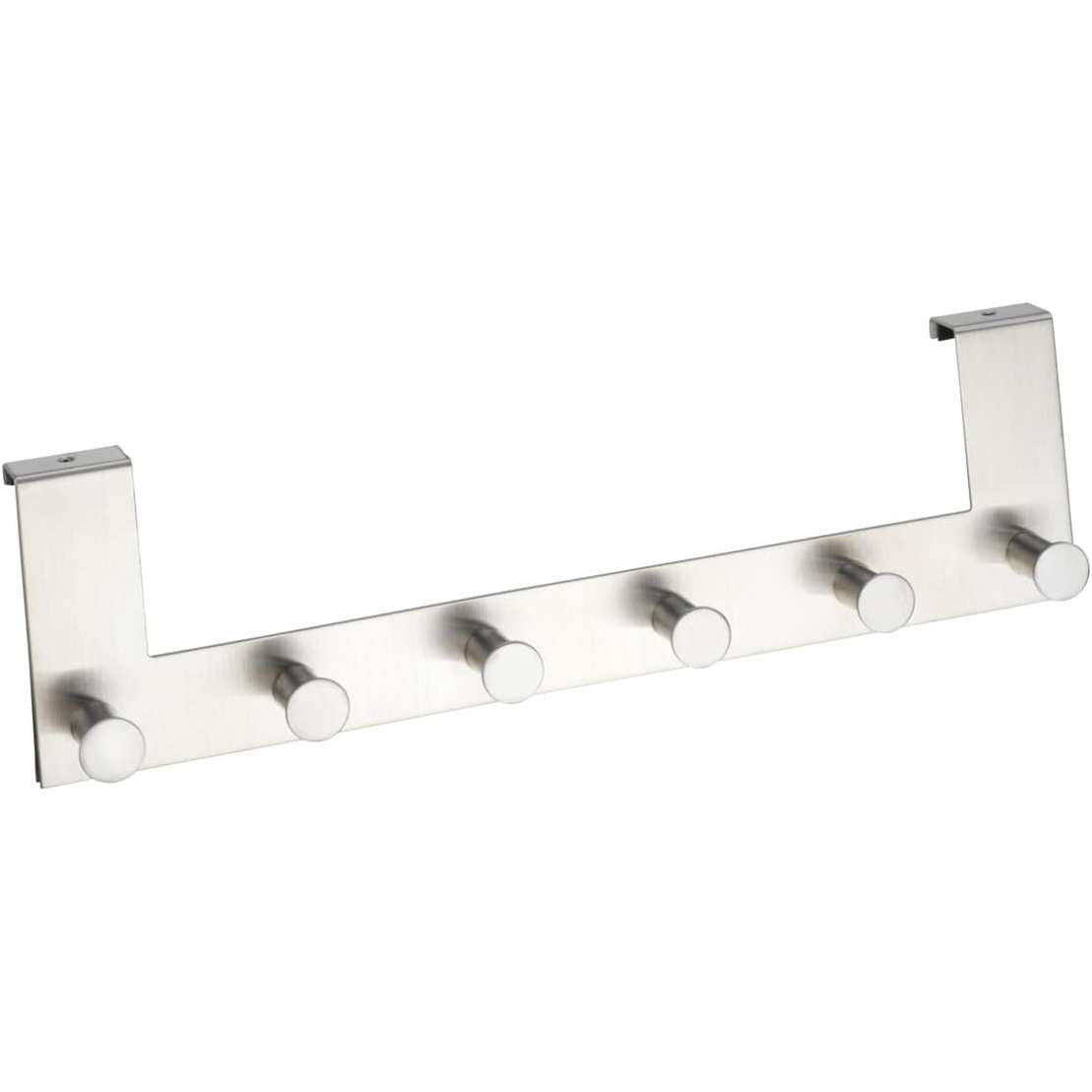 223804 - WENKO Mbajtëse peshqirësh Celano mbi derë, për dyer banjoje dhe kuzhine, 6 grepa, çelik inox, 39 x 11 x 5.5 cm, Argjend mat