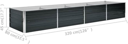 141572 - vidaXL Shtrat i ngritur për kopsht, çelik i galvanizuar, antracit, 320×80×45 cm