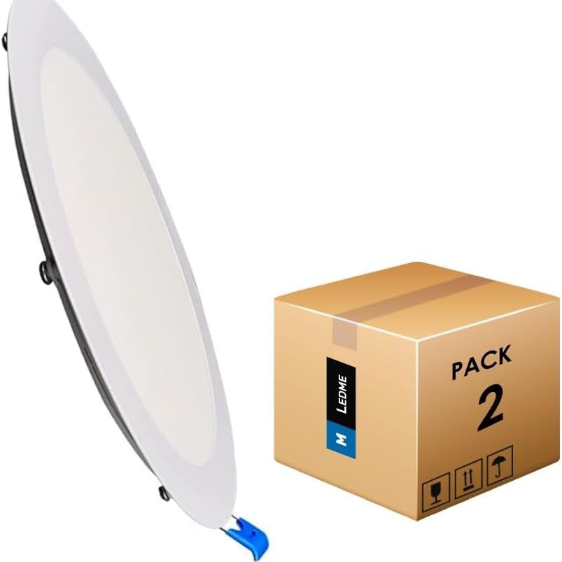 242337 - M LEDME Paketa 2, Ndriçues LED 220 mm 20W, 2000 Lumen, Panel i Rrumbullakët, E Bardhë e Ftohtë (6000k), Prerje Standarde 205 mm, Drajver i Përshtatur