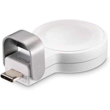 268258 - HAMA Karikues pa tel për orën Apple, i çertifikuar nga MFi, i përshtatshëm për të gjitha orët Apple, magnetik, stacion karikimi USB-C, me prekje të butë, karikim inteligjent, Ngjyrë e Bardhë