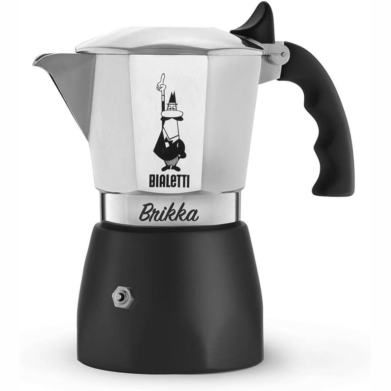 226767 - BIALETTI New Brikka 2023, kafe Moka pot për 2 filxhanë, alumini dhe e zezë