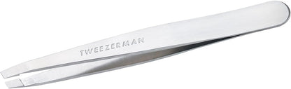 321393 - TWEEZERMAN Pinceta (të bluara me dorë, me majë të pjerrët, për heqjen e vetullave, çelik inox), Argjend Platini