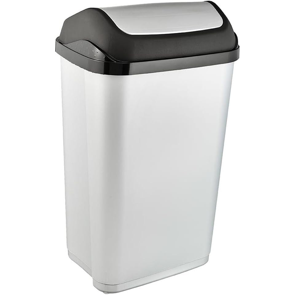 175880 - SWANTJE Kosh Plehrash me Kapak Rrotullues, 50L, Materiali: Plastik, Ngjyra: Argjend