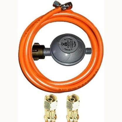 313015 - Rregullator presioni 30mbar + tub gazi propani 300 cm (3 m) me 2 dado bashkimi majtas 1/4"