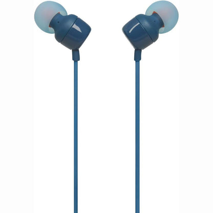 269253 - JBL Tune 110 Kufje në vesh me kabllo të sheshtë dhe mikrofon, Blu, teknologjia Pure Bass Sound