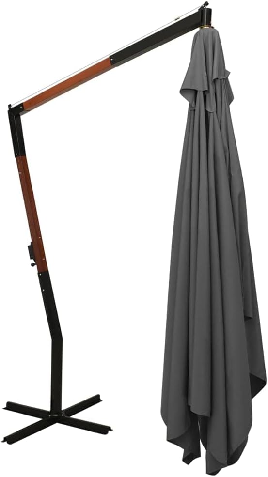 141961 - Çadër dielli vidaXL me shtyllë druri 400 x 300 cm, ngjyrë antracit