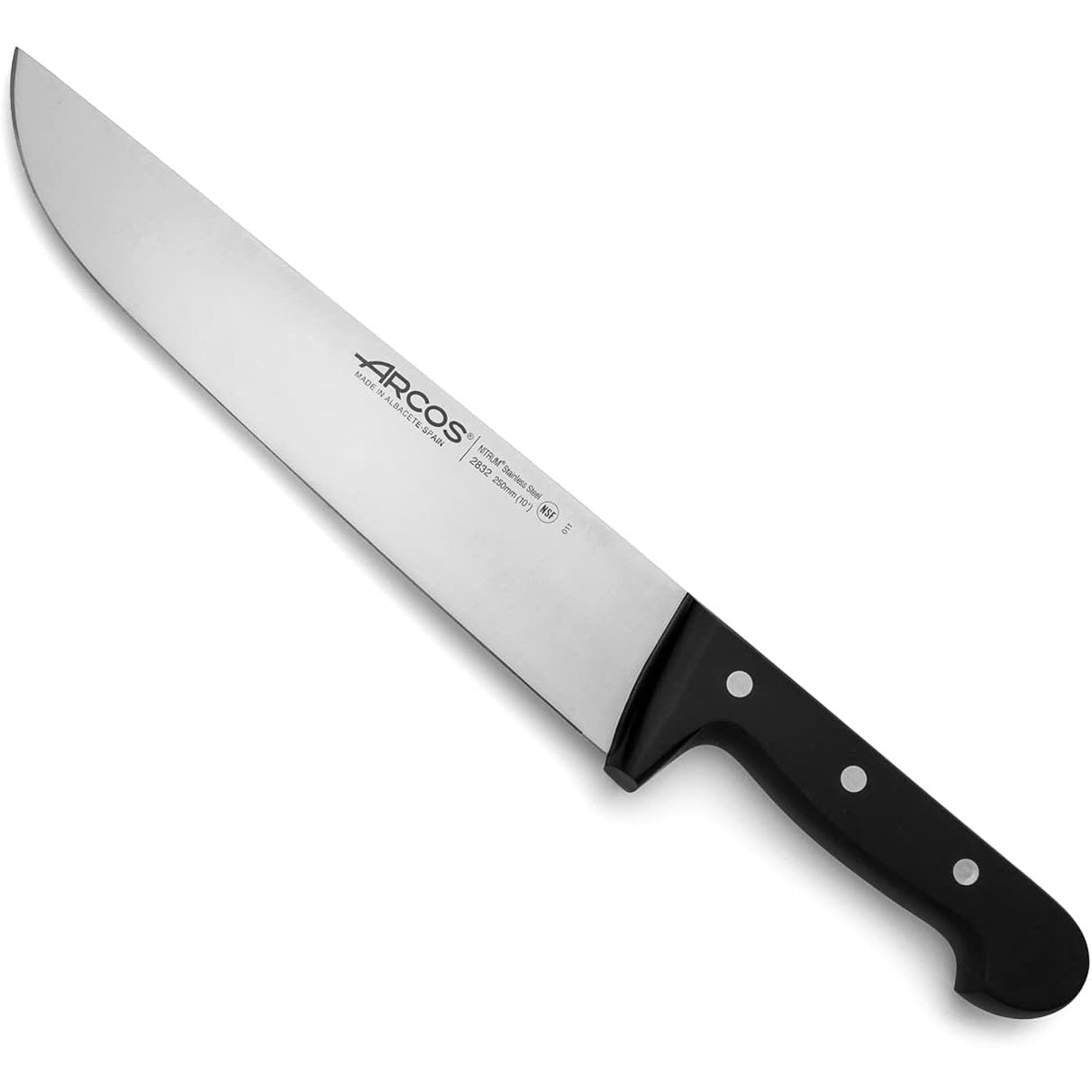 223156 - ARCOS Thikë kasapi me teh çeliku inox Nitrum 250 mm, dorezë ergonomike prej polioksimetilen (POM), e zezë, seria Universal