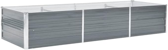 212381 - vidaXL Kopsht i Ngritur, Kuti Lulesh Gri, Çelik i Galvanizuar 240x80x45cm