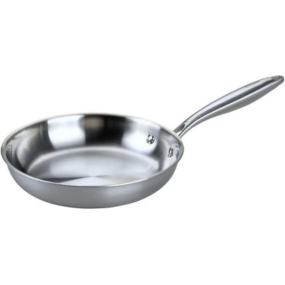 236757 - FACKELMANN Tigan Vita3 prej çeliku inox 24 cm, çelik inox i trefishtë me bazë difuzori të trefishtë, jo-ngjitës, pa PFA, i përshtatshëm për soba me induksion, gaz, qeramike dhe furrë, i sigurt për lavastovilje