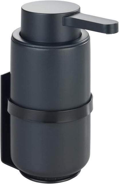 256876 - WENKO Dispenser sapuni i montuar në mur Model Woya, me pompë qeramike, 250 ml, montim Turbo-Loc® pa shpim, 6.8 x 13 x 6.8 cm, i zi