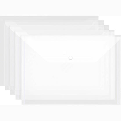 320698 - 12 copë Dosje Transparente A4 me Butona Kapës, Qese Dokumentesh A4 me Buton Kapës Transparent
