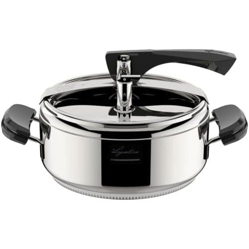 187052 - LAGOSTINA La Classica Lagofusion - Tenxhere me Presion Ø 22 cm, Kapacitet 3.5L, e pajisur me Shportë, Libër Recetash dhe Ecodose, Doreza prej Bakeliti, Valvulë Peshe dhe Fund Lagofusion
