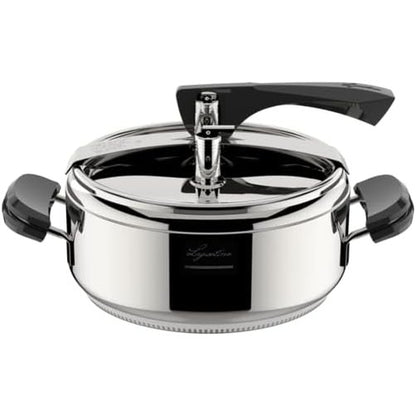 187052 - LAGOSTINA La Classica Lagofusion - Tenxhere me Presion Ø 22 cm, Kapacitet 3.5L, e pajisur me Shportë, Libër Recetash dhe Ecodose, Doreza prej Bakeliti, Valvulë Peshe dhe Fund Lagofusion