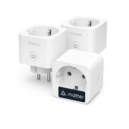 273374 - HAMA - Prizë WiFi, pako me 3 (me Matter Smart Home, universale, prizë e kontrolluar nga WiFi me aplikacion dhe kontroll zanor, si kohëmatës, 3680W)