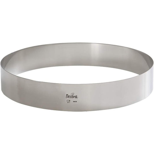 208694 - DECORA - Unazë për Tortë Rrumbullakët, e Bërë Prej Çeliku Inox, Argjend, Ø 32 x 4cm