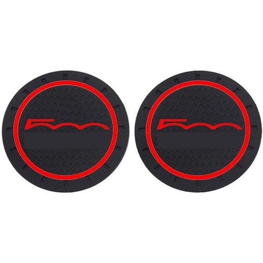 176398 - FIAT - Mbajtëse Gotash për Makinë, Kundër Pluhurit, Mbështetëse Gome që nuk Rrëshqasin, Të Përputhshme me Makinat AT 500, Set Prej 2 Copë me Logo (E Kuqe)