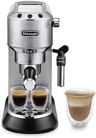 116259 - DE'LONGHI Makinë Kafeje Espresso Manuale 'Dedica EC685.M', për Kafe të Bluar ose Kapsula ESE, me Shkumëzues Klasik Qumështi për Kapuçino, Mbyllje Automatike, Rezervuar 1L, Filtër i Vetëm/i Dyfishtë, Material Metali