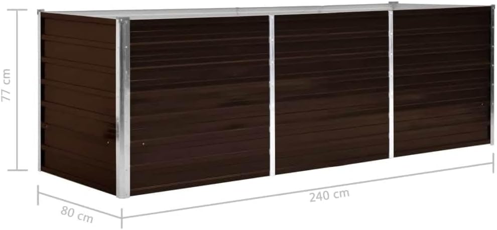 265536 - vidaXL Kuti e Ngritur për Mbjellje 240x80x77 cm prej Çeliku të Galvanizuar Ngjyrë Kafe