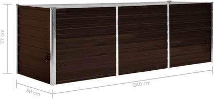 265536 - vidaXL Kuti e Ngritur për Mbjellje 240x80x77 cm prej Çeliku të Galvanizuar Ngjyrë Kafe