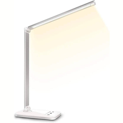 196516 - SLATOR Llambë LED për Tavolinë, QM019, me Rregullim të Ndriçimit, 5 Ngjyra dhe 10 Nivele Shkëlqimi, Portë USB për Karikim, Material Alumini, Ngjyra Argjendi