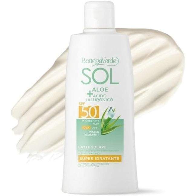 271843 - BOTTEGA VERDE - Qumësht Dielli për Trupin, SPF 50, Aloe dhe Acid Hialuronik, 200ml, Mbron nga Rrezet UVA dhe UVB