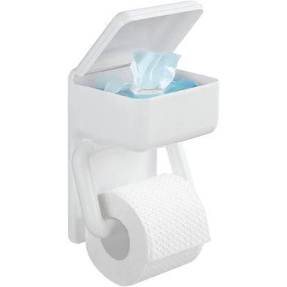 214990 - MAXIMEX Mbajtëse letre higjienike 2-në-1 me raft, e bërë prej plastike, 16 x 20 x 11 cm