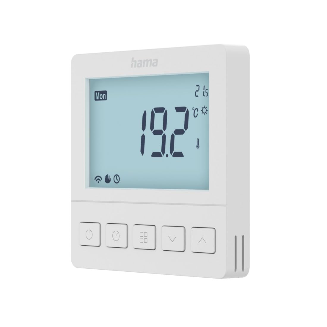 217442 - Hama Termostat Dhome për Ngrohje Nën Dysheme, i Programueshëm, i Montuar në Rrip, Ekran LCD, me Aplikacion, për Android, iOS, Alexa, Asistent Google, Siri, i Bardhë