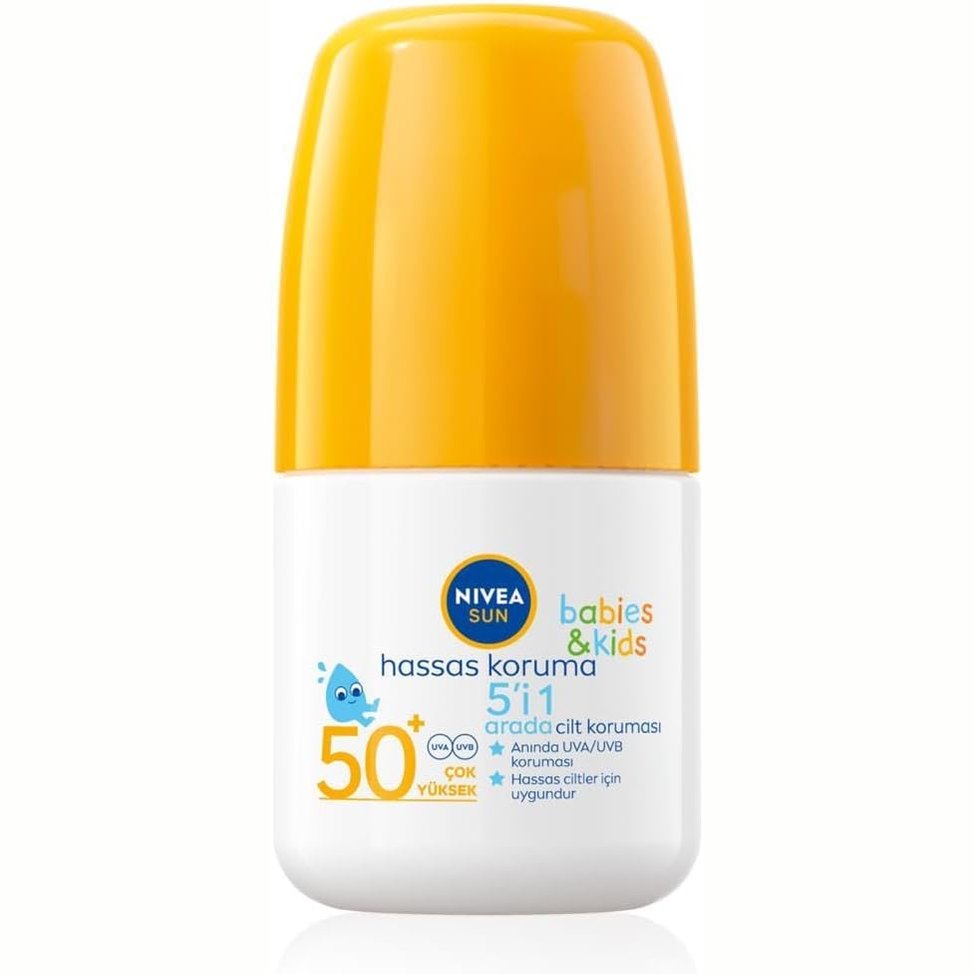 318488 - NIVEA SUN Mbrojtës nga dielli për fëmijë 5in1 Roll-On SPF 50+, locion mbrojtës ekstra rezistent ndaj ujit, 50 ml