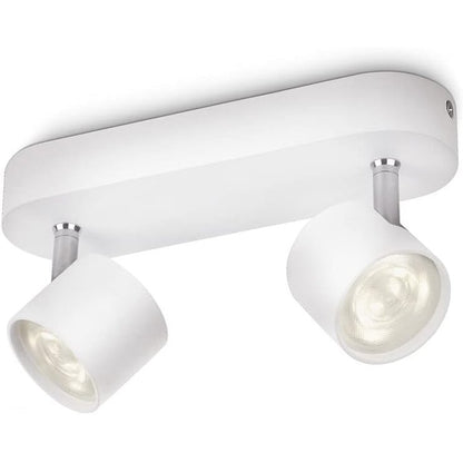 183819 - PHILIPS myLiving Star, Pako me 2 Drita LED me Fuqi 11.5W, Drita Tavani të Errësueshme me Ndriçim të Bardhë të Ngrohtë dhe Dy Koka Dritash Rrotulluese, E Bardhë