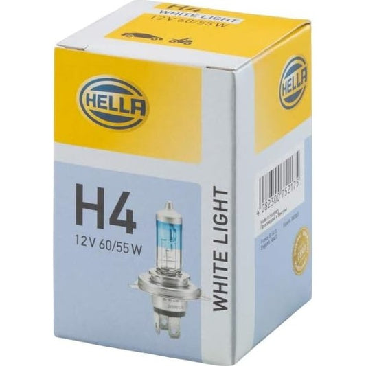 163687 - HELLA 8GJ 223 498-121, Llampë H4 me Dritë të Bardhë deri 4200 Kelvin, 12V, 60/55W, Priza e llojit P43t-38, në Kutinë, Sasi 1