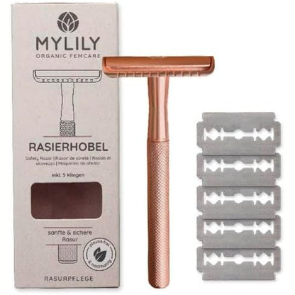 297615 - MYLILY® Brisk sigurie me 5 tehe brisku të përfshira, metalik pa plastikë, për femra, makinë prerëse intime, makinë prerëse trupi, kit pa mbeturina, ngjyrë Rose Gold