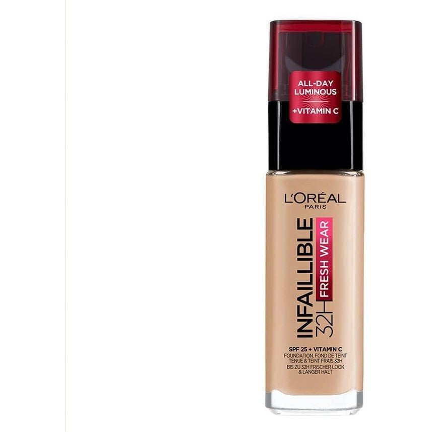 303676 - L'ORÉAL PARIS Fondatinë e lëngshme Infallible 32h Fresh Wear, për të gjitha llojet e lëkurës, nuanca: Beige Rosé (145), 30 ml.
