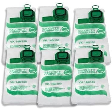 11275 - PIESSEONLINE 6 Qese të Përshtatshme nga Mikrofibrat për Fshesat me Rrymë Elektrike, Modeli Folletto VK140-150