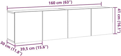 141485 - vidaXL Komoda TV për mur (floating), set 2 copë, ngjyrë dru i vjetër kafe, 80×30×41 cm secila, dru i përpunuar