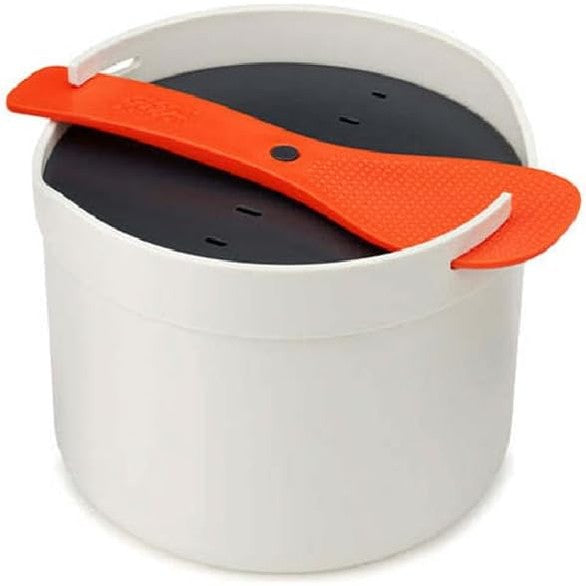 251522 - JOSEPH JOSEPH M-CUISINE - Tenxhere/Avullore për Oriz dhe Drithëra në Mikrovalë, 2 Litra, Ngjyrë Guri/Portokalli